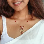 Thea's Radiating Red CZ Stone Invisible Chain Necklace - view 2