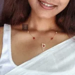 Thea's Red CZ Stone Pendant Invisible Chain Necklace - view 2