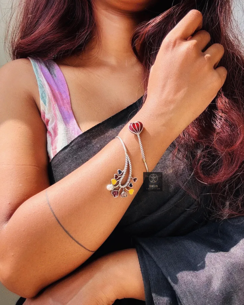 Thea's Colorful Enamel Charm Openable Statement Bangle