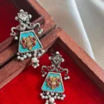Thea's Fusion Turquoise Stone Meenakari Pendant Necklace Set - view 3