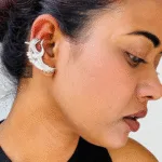 Thea's Silver Look-Alike Flying Bird Earcuffs - view 2