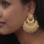 Thea's Traditional Copper Based Gold-Polish Chandbali - view 2