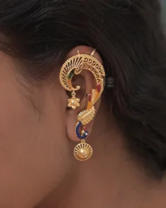 Thea's Meenakari Peacock Kaanphool (Earcuffs)