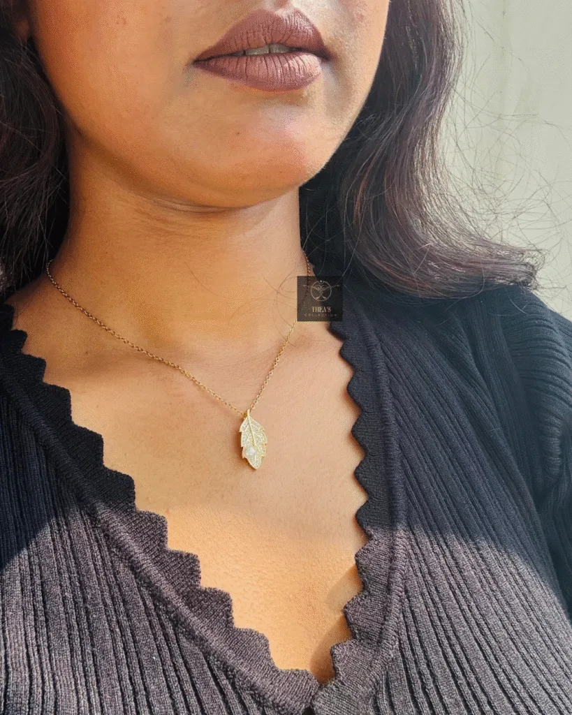 Thea's Golden Leaf Pearl Necklace