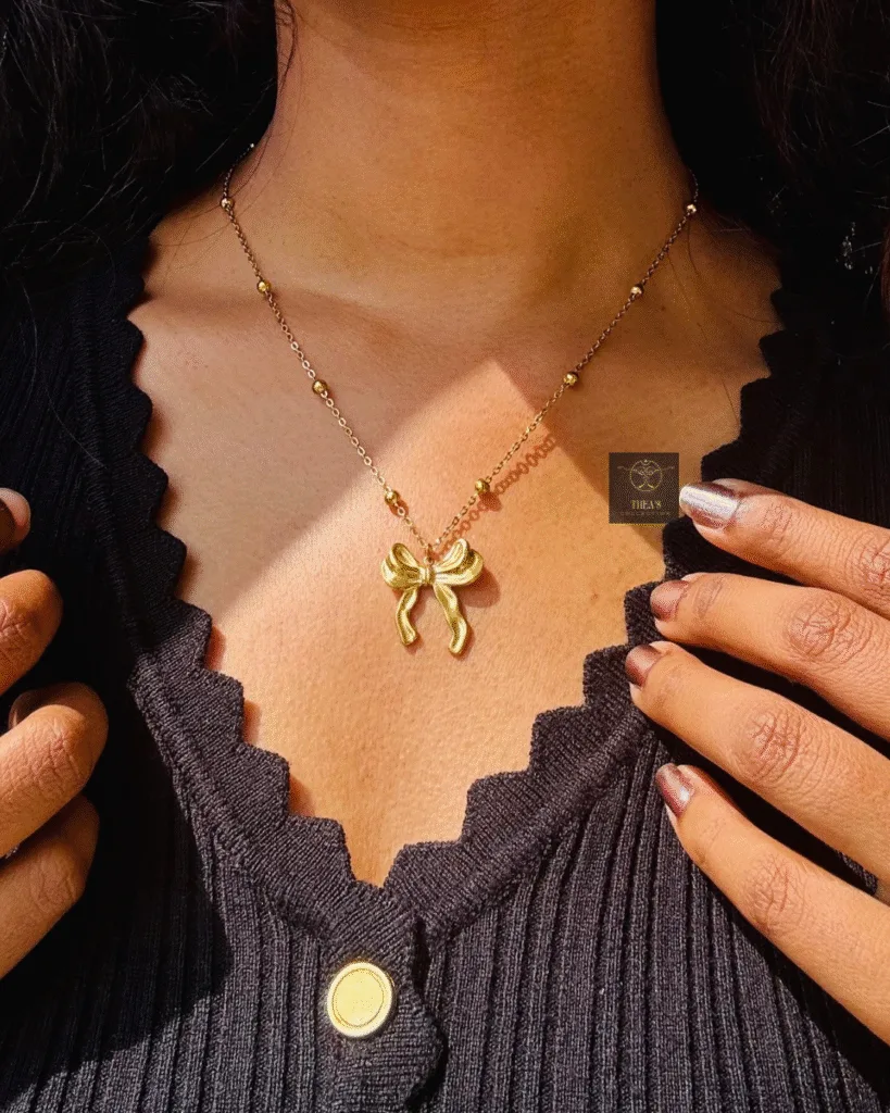 Thea's Golden Bow Necklace