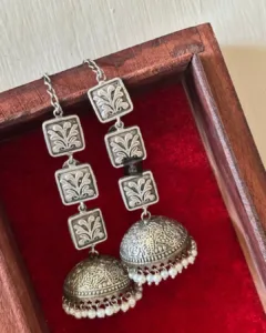 Thea's Antique Floral Panel Jhumka Earrings