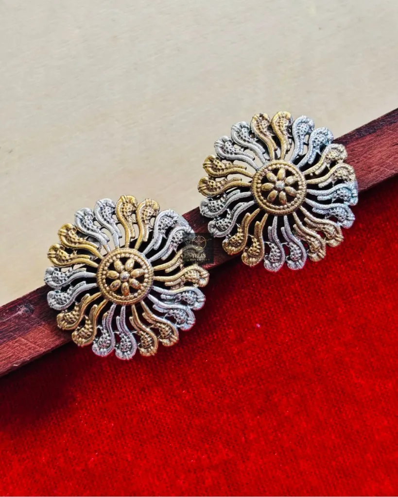Thea's Dual Tone Sunburst Statement Studs
