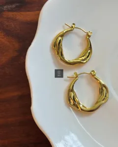 Thea's Aurora Twisted Golden Hoops
