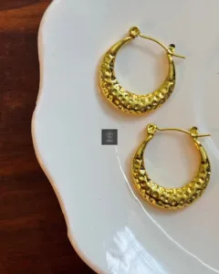 Thea's Sunlit Hammered Golden Hoops