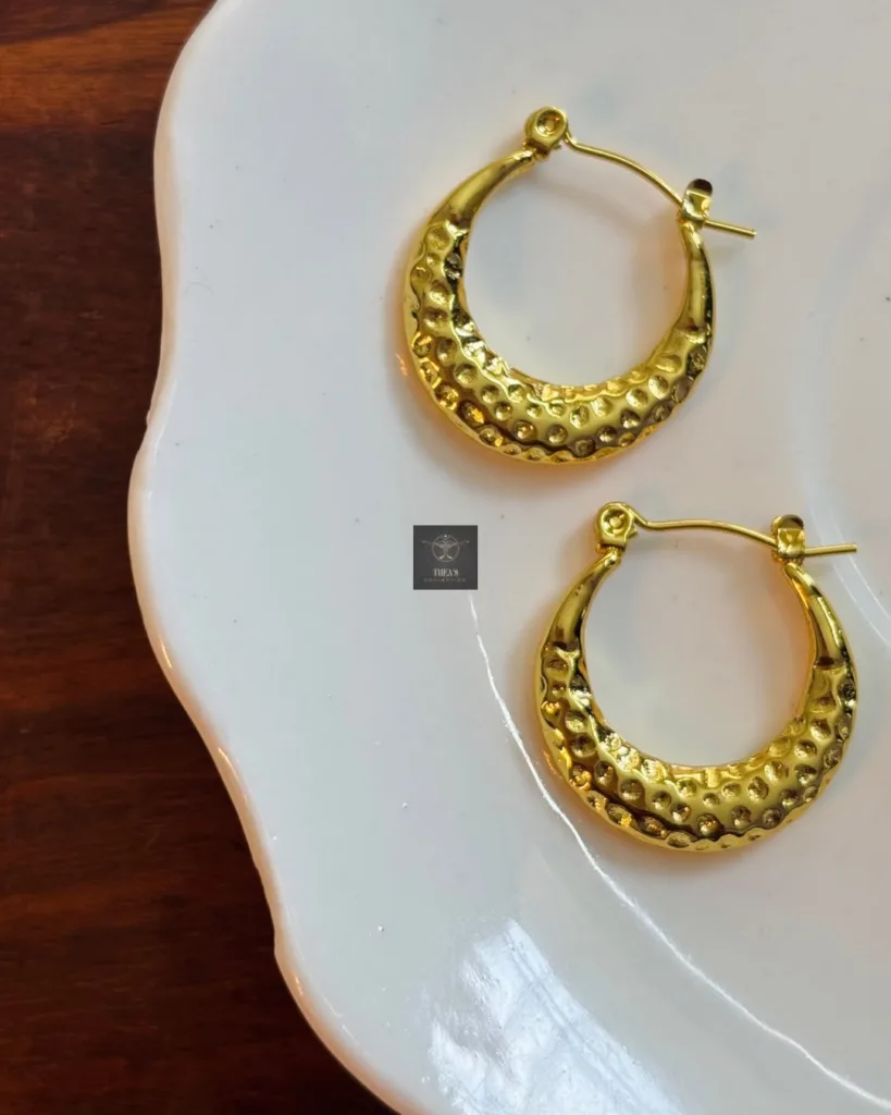 Thea's Sunlit Hammered Golden Hoops