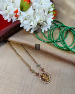 Thea's Divine Lakshmi Heritage Pendant Necklace Set