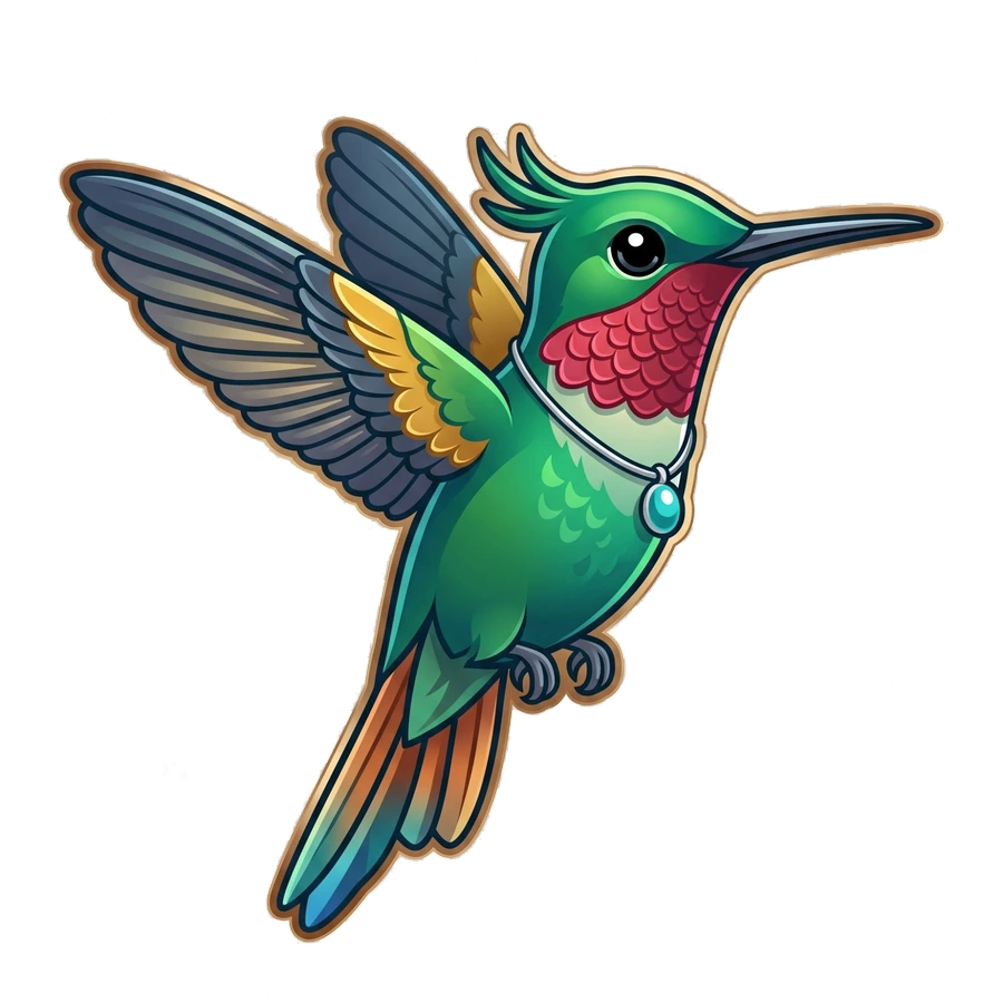Thea's Buddy hummingbird, the mascot of Thea's creator program
