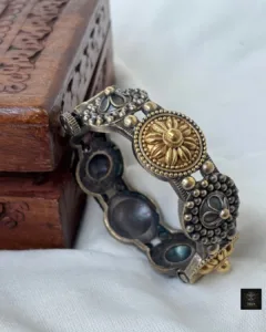 Thea's Antique Bloom – Dual-Tone Statement Kada